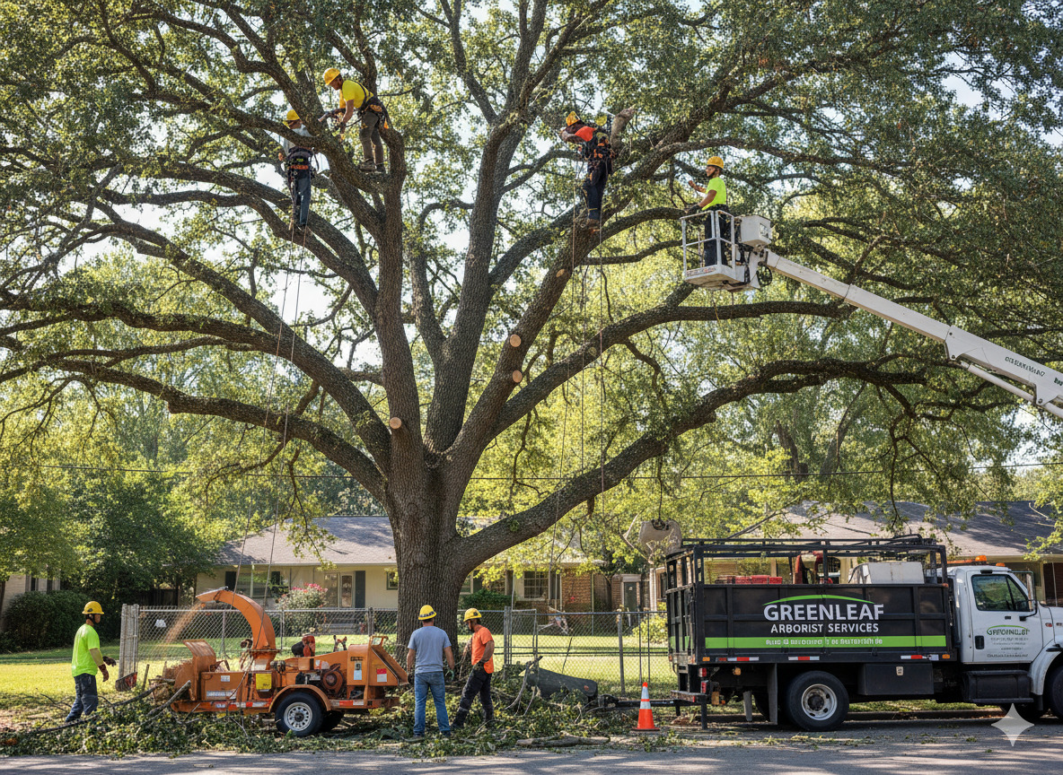 Professional tree care in action